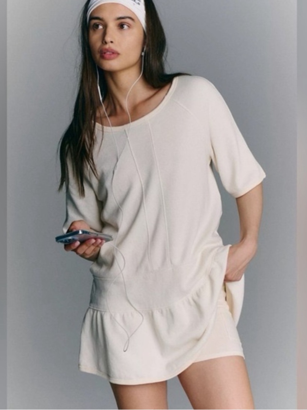 FP Movement by Free People Elements Cream Short Sleeve Tunic Top Only